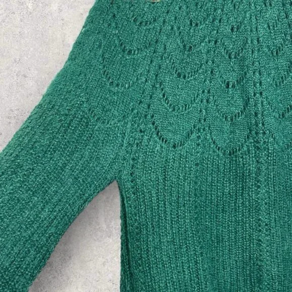 Sezane Paulin Jumper Sweater Green Size Medium French Mohair Merino Wool Knit M - Picture 11 of 13